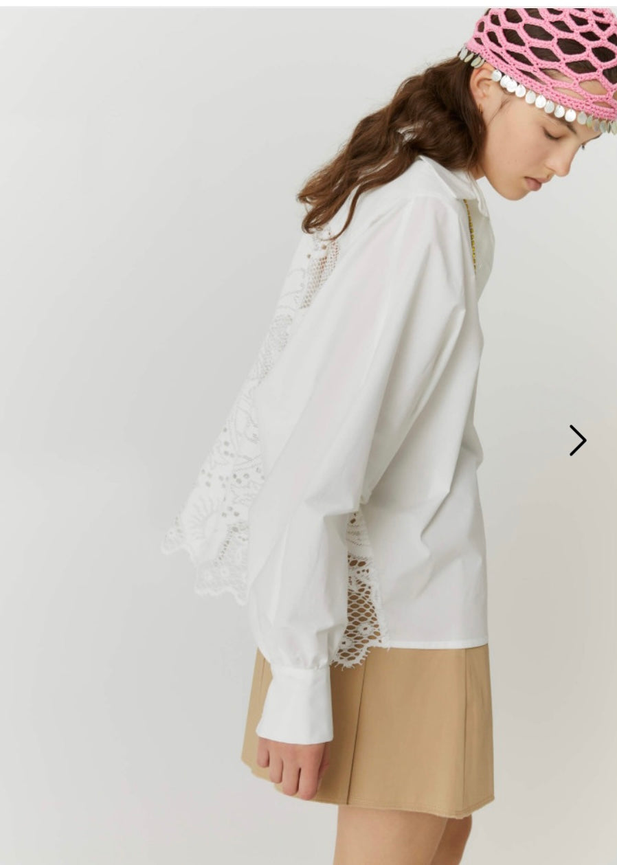 Soleil Oversized Shirt in cotton and lace