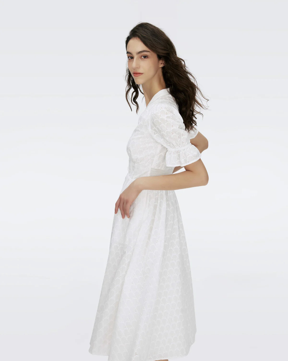 Erica Eyelet A-line Dress In White