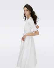 Erica Eyelet A-line Dress In White