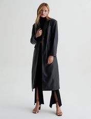 Valentina Black Faux Leather Coat