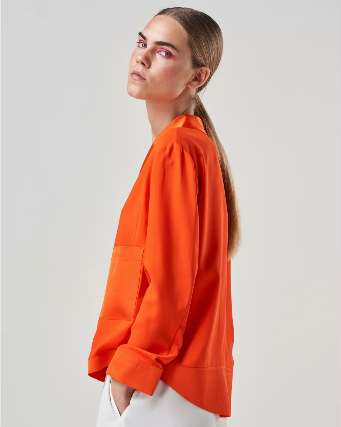 Uptodate Unstructured Shirt Jacket Orange