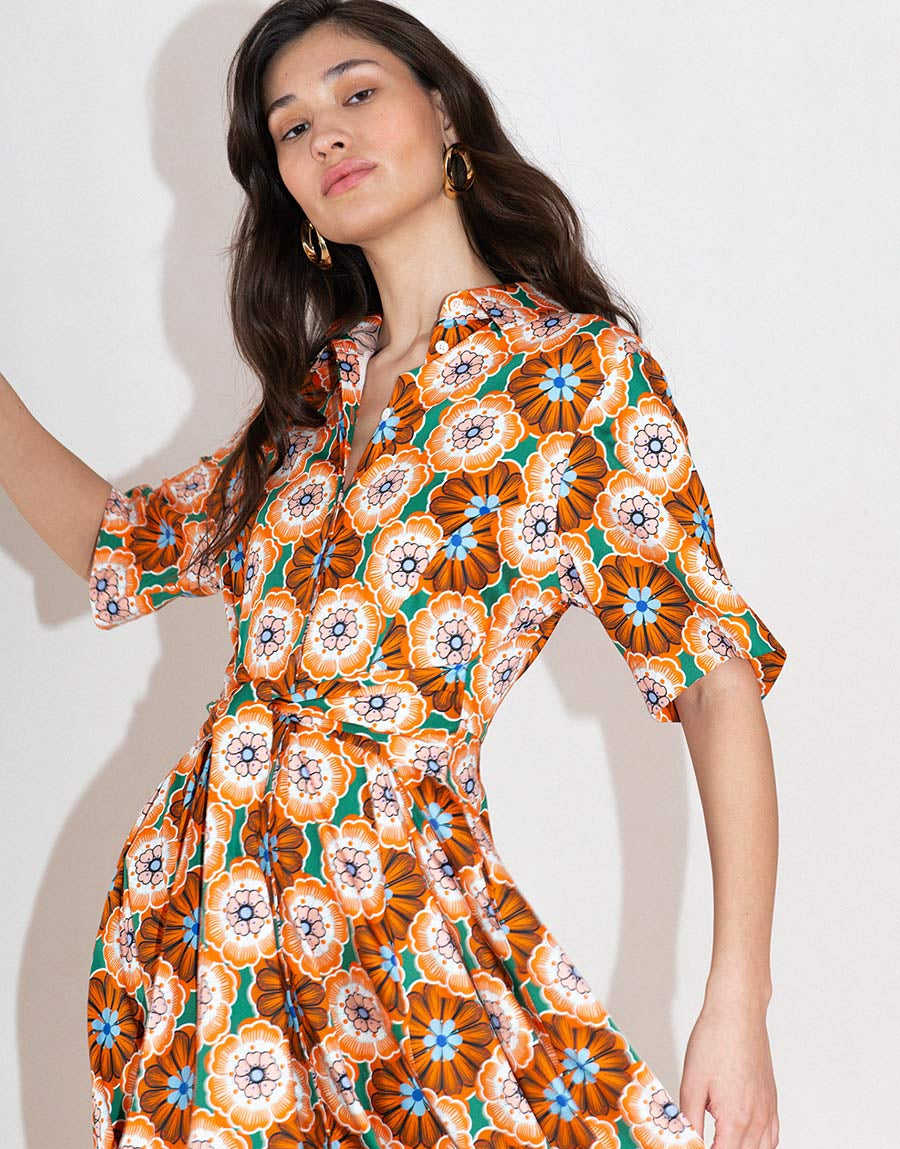 Posie  Flower Pop Orange  Dress