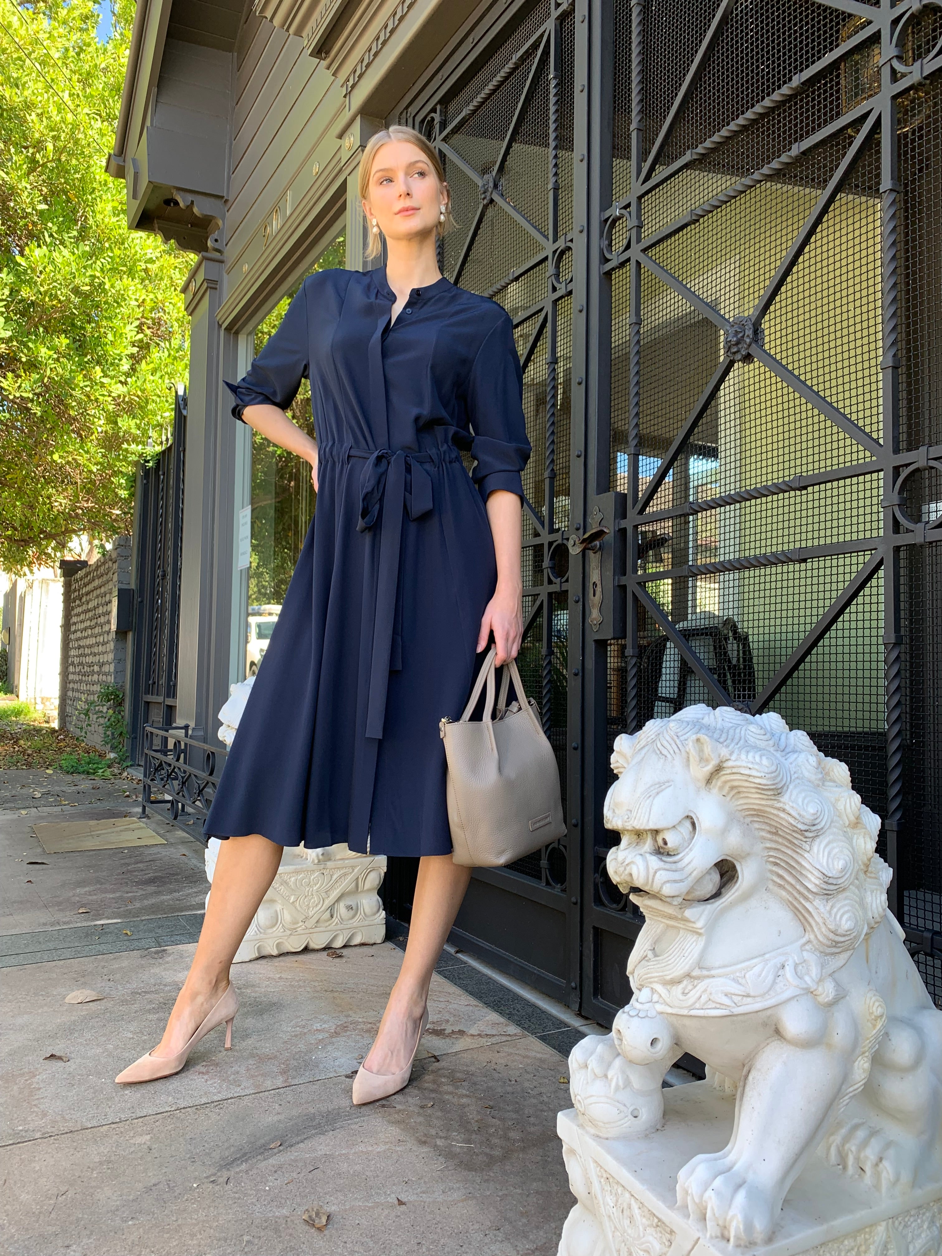 Fairbaim Navy Silk Dress