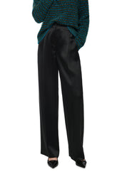 Wasco Satin Trousers Wide-Cut Black