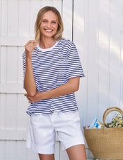 Perry NYC Crewneck Tee Navy/Wht stripe