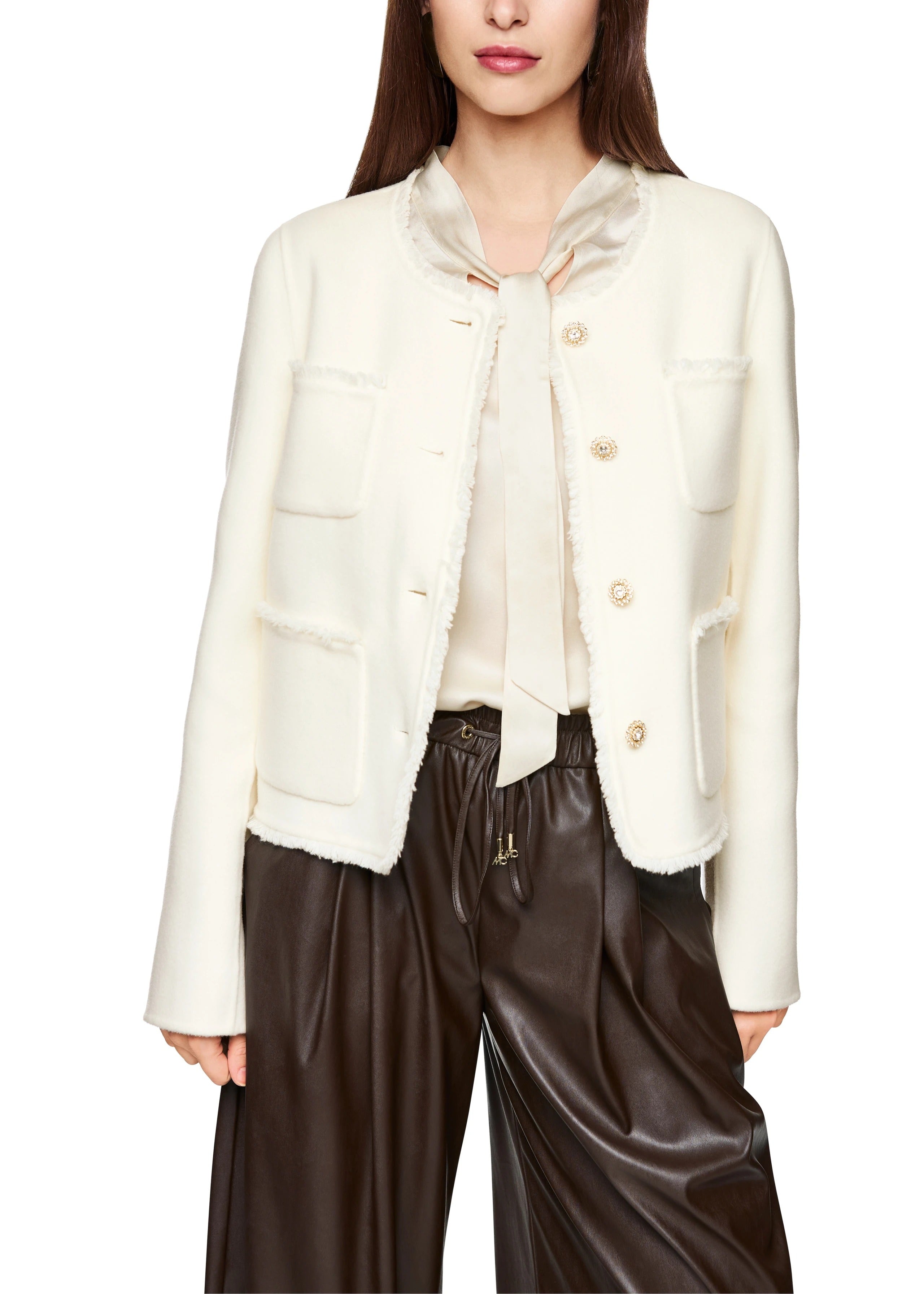 Jacket With Patch Pockets Bright Ecru