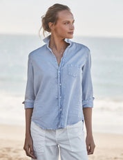 Eileen Relaxed Button-Up Shirt Blue