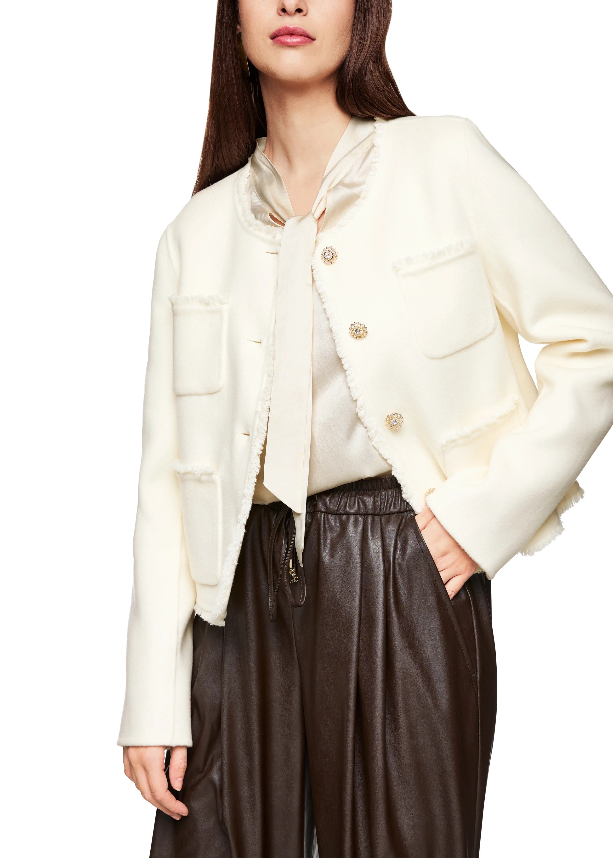Jacket With Patch Pockets Bright Ecru