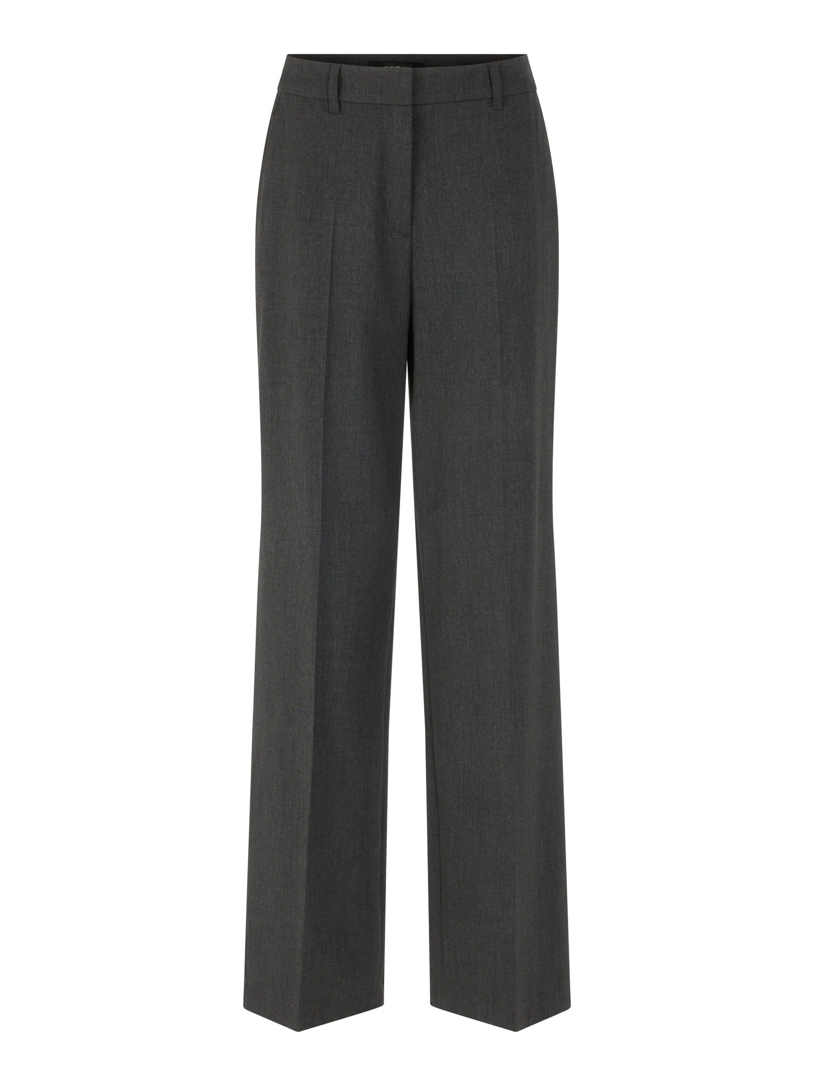 Straight Leg High-Waisted Flannel Trousers Grey