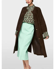 Suede Coat Dark Wood