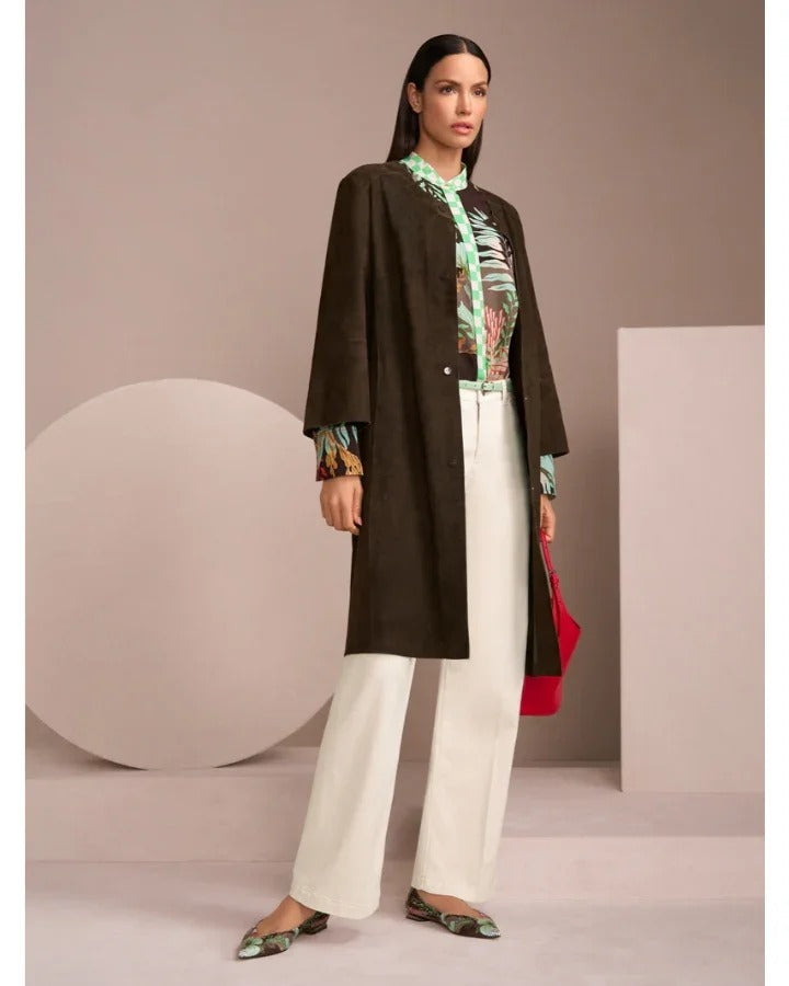 Suede Coat Dark Wood