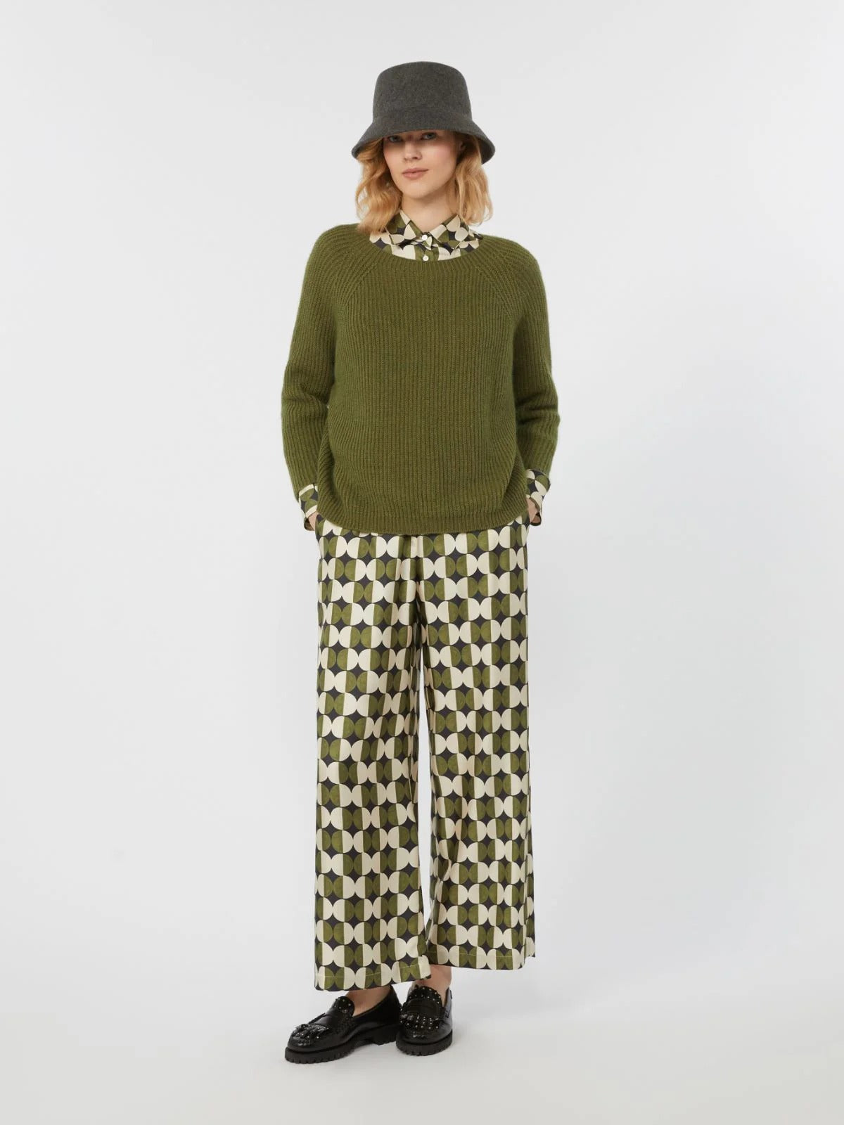 Fibbia Print Silk Pants