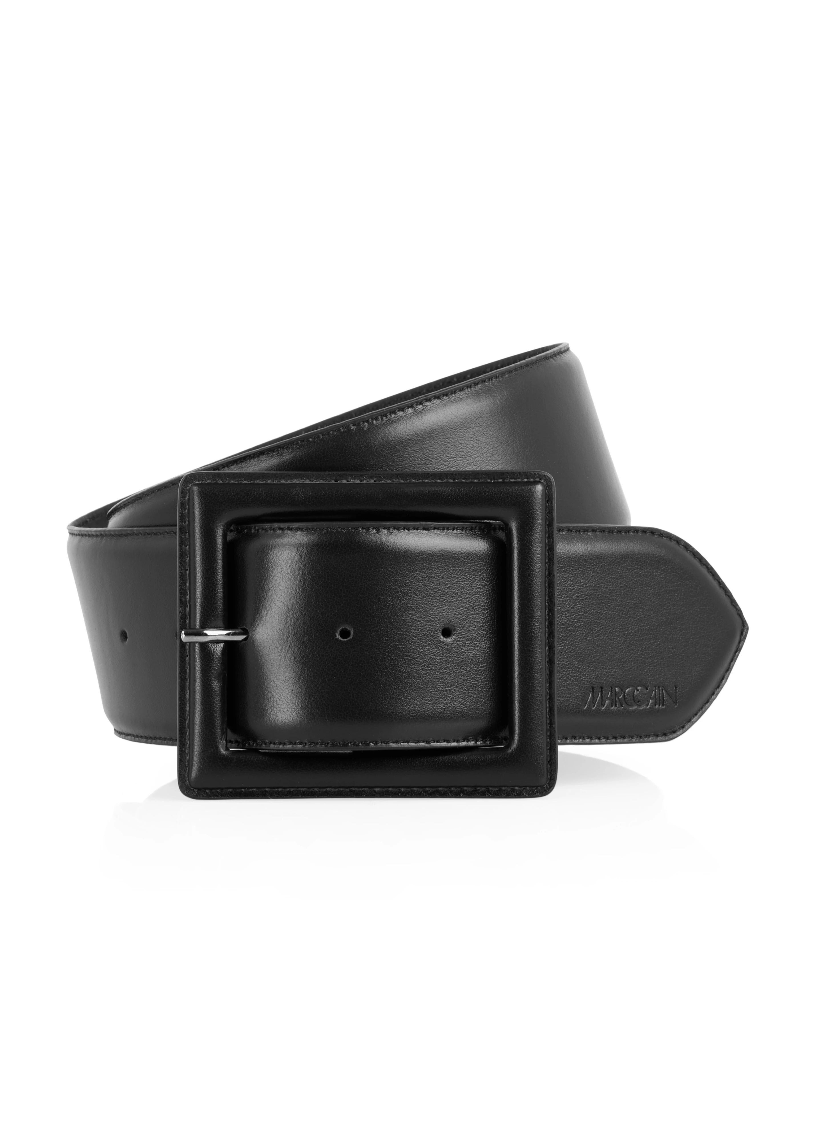 Wide Leather Waist Belt Black