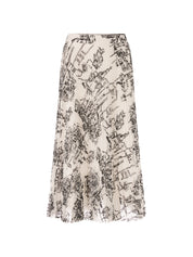 Pleated Skirt with City Motif Smoke