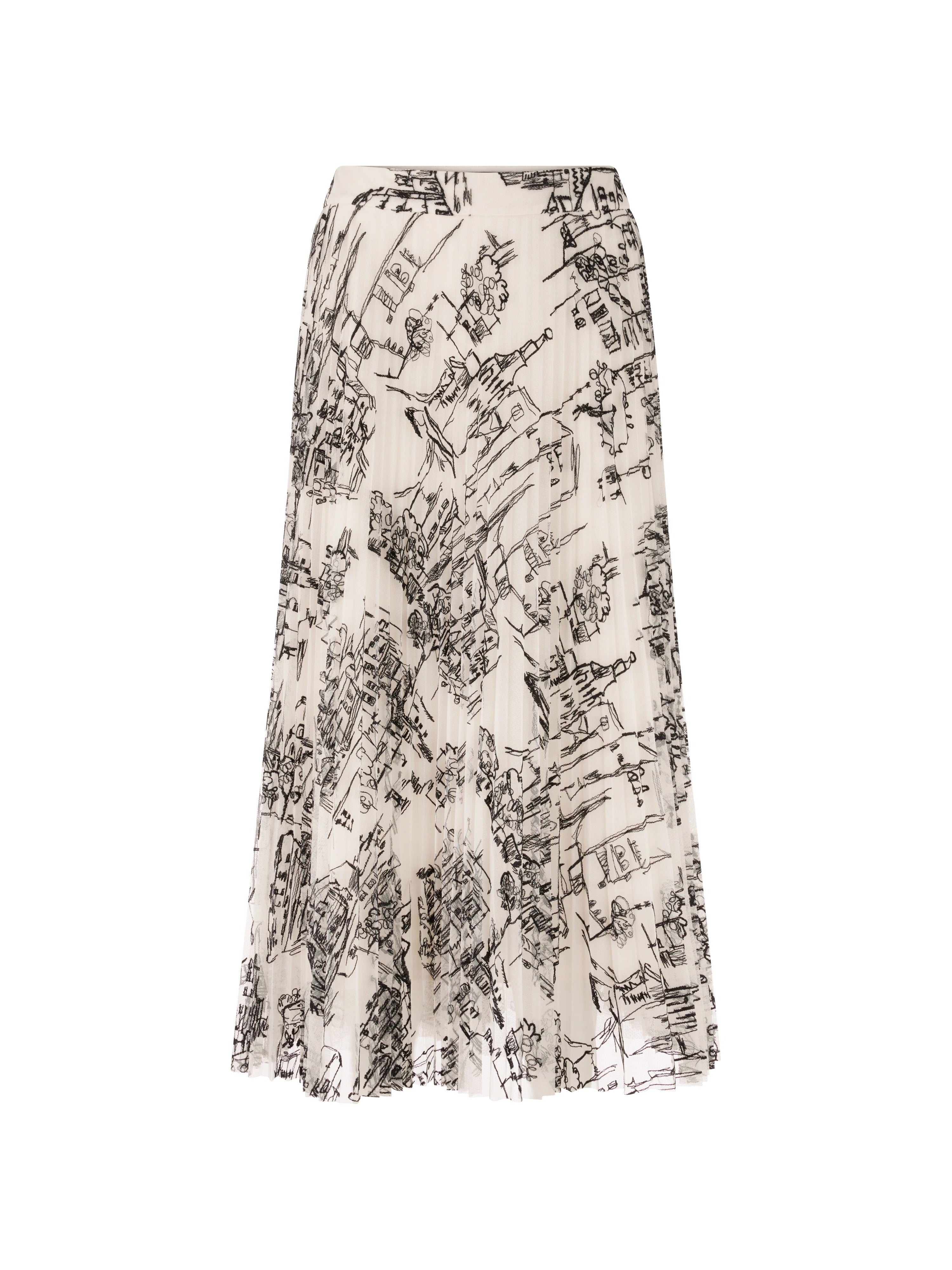 Pleated Skirt with City Motif Smoke