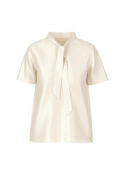Silk Blouse Shirt With Bow Bright Ecru