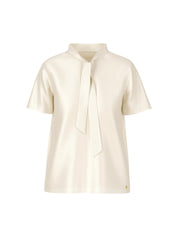 Marc Cain Silk Blouse Shirt with Bow Bright Ecru