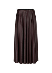 Pleated Skirt In A Shiny Look Dark Wood