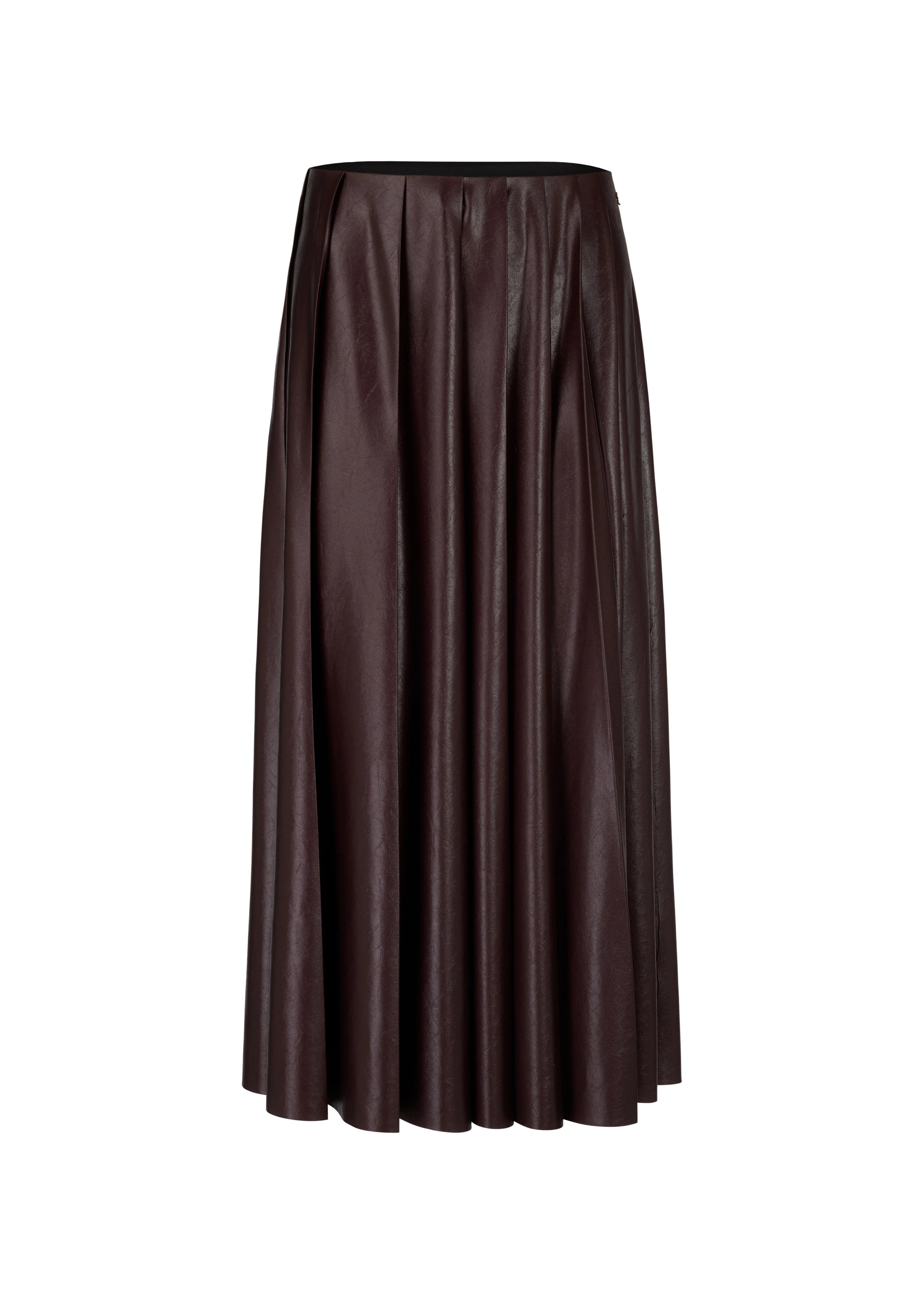 Pleated Skirt In A Shiny Look Dark Wood