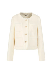 Jacket With Patch Pockets Bright Ecru