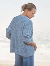 Montecito Crew Neck Cardigan Blue