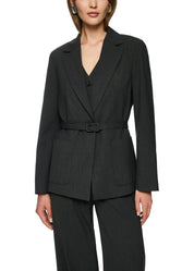 Modern Flannel Blazer With Tie Grey