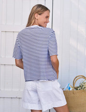 Perry NYC Crewneck Tee Navy/Wht stripe