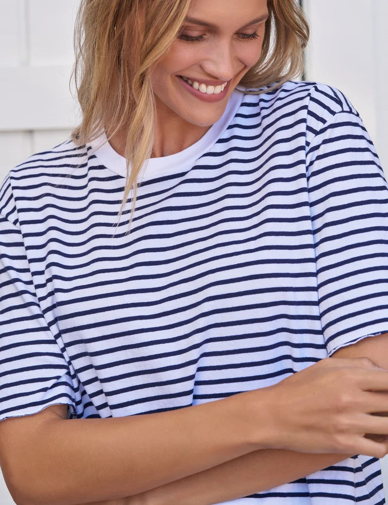 Perry NYC Crewneck Tee Navy/Wht stripe