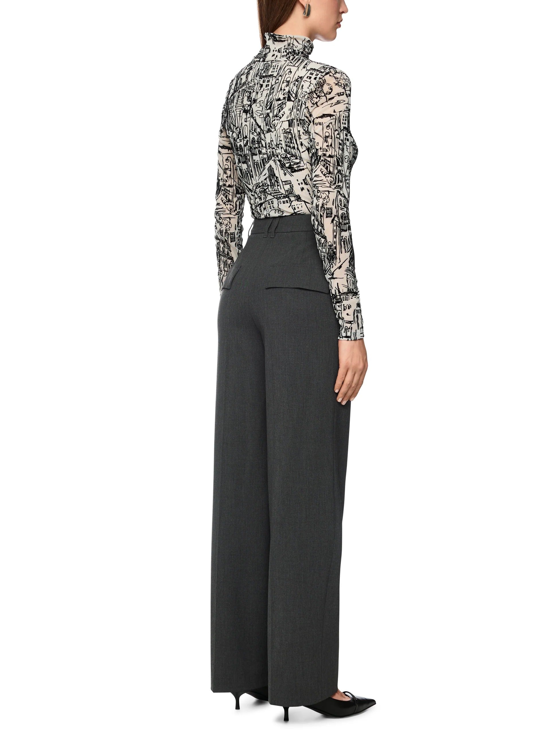 Straight Leg High-Waisted Flannel Trousers Grey