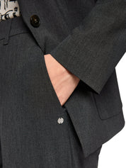 Straight Leg High-Waisted Flannel Trousers Grey