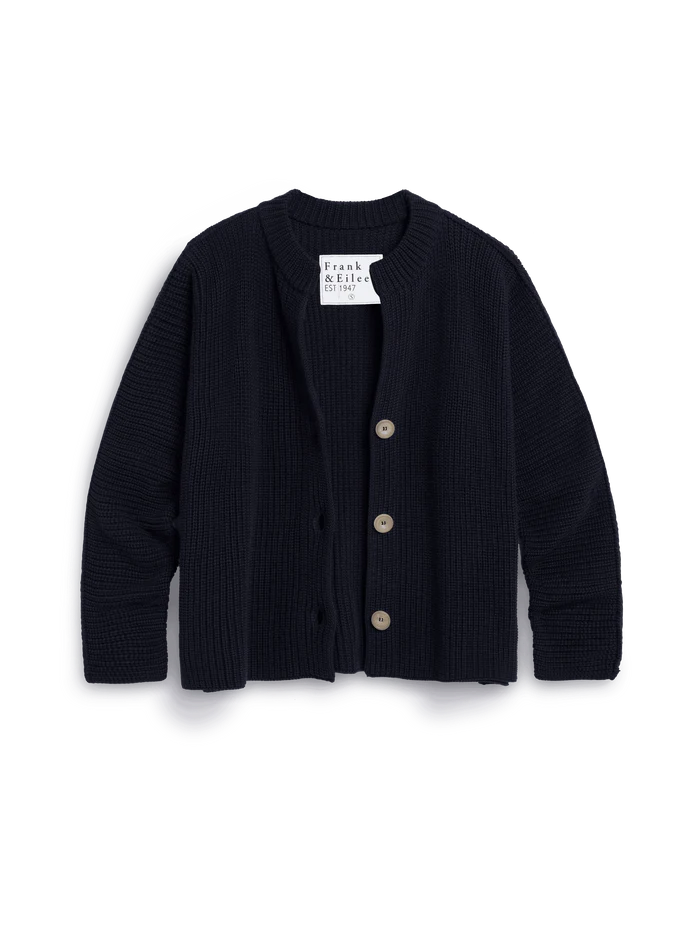 Frank & Eileen Montecito Crew Neck Cardigan Marine