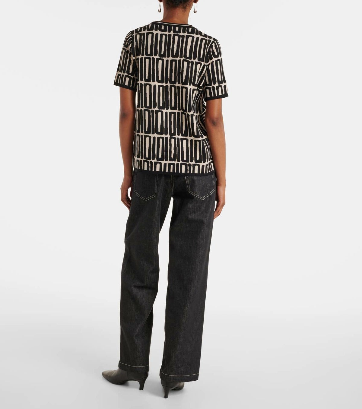 Ramo Top Black & Cream Print