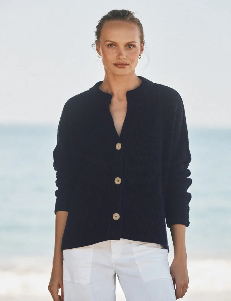 Montecito Crew Neck Cardigan Marine