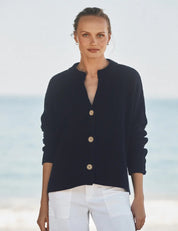 Montecito Crew Neck Cardigan Marine