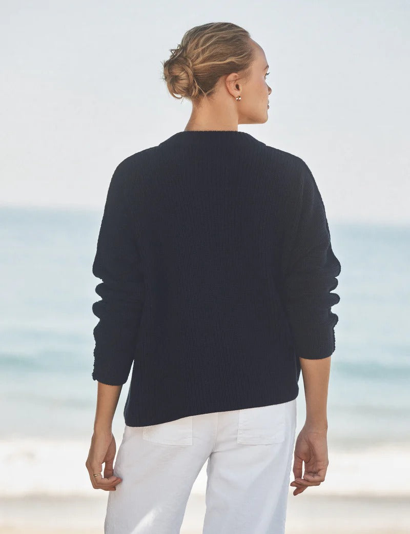 Montecito Crew Neck Cardigan Marine