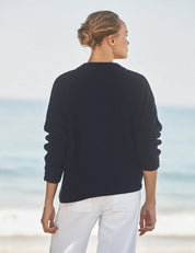 Montecito Crew Neck Cardigan Marine