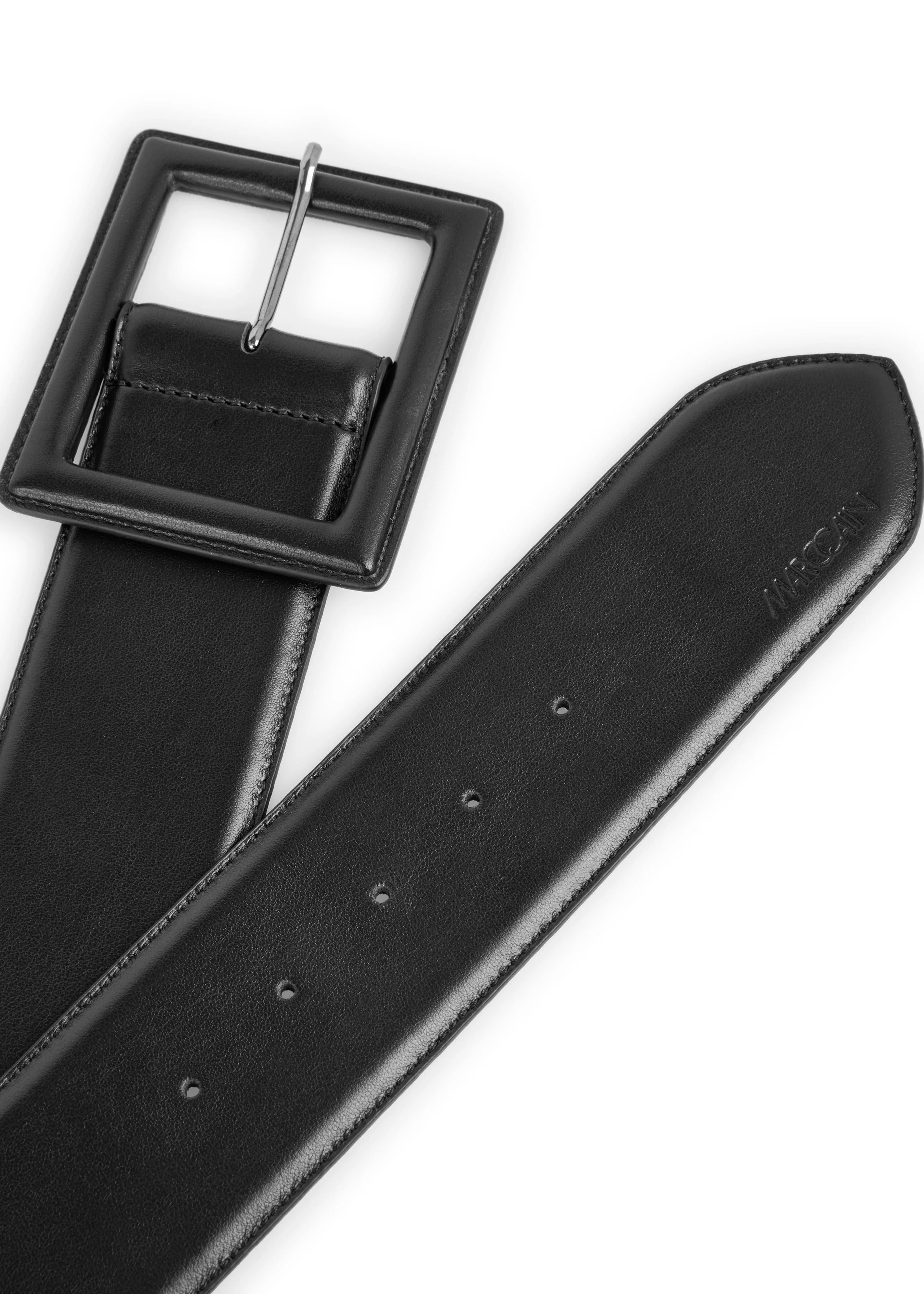 Wide Leather Waist Belt Black