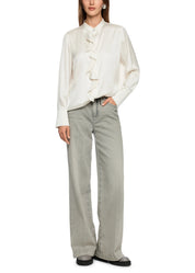 Silk Blouse With Flounce Smoke
