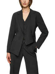 Modern Flannel Blazer With Tie Grey