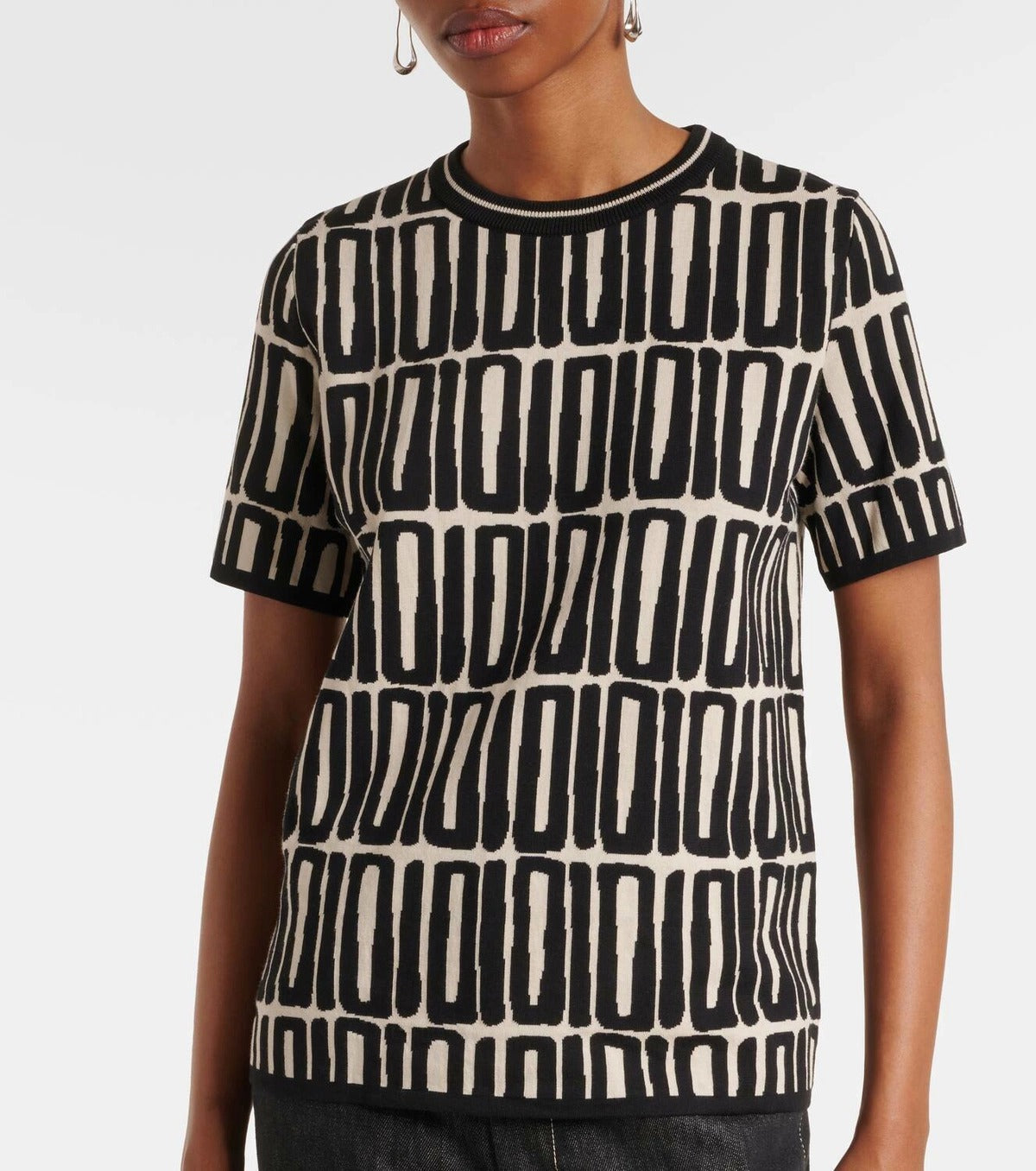 Ramo Top Black & Cream Print