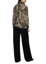 Soft Turtleneck Blouse Cappuccino Leopard Print
