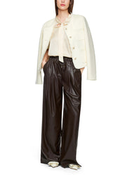 Silk Blouse Shirt With Bow Bright Ecru