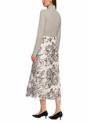 Pleated Skirt With City Motif Smoke