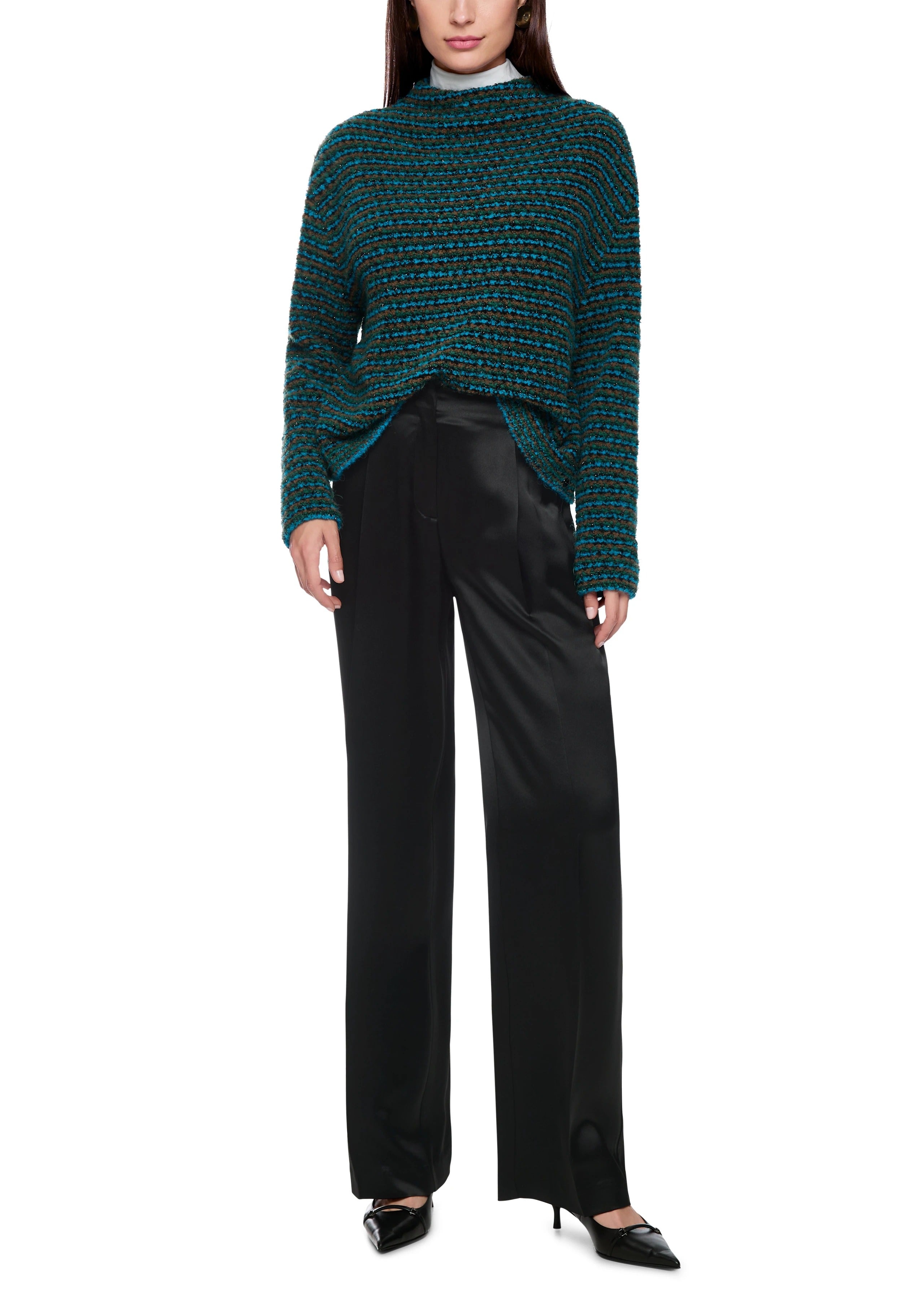 Wasco Satin Trousers Wide-Cut Black