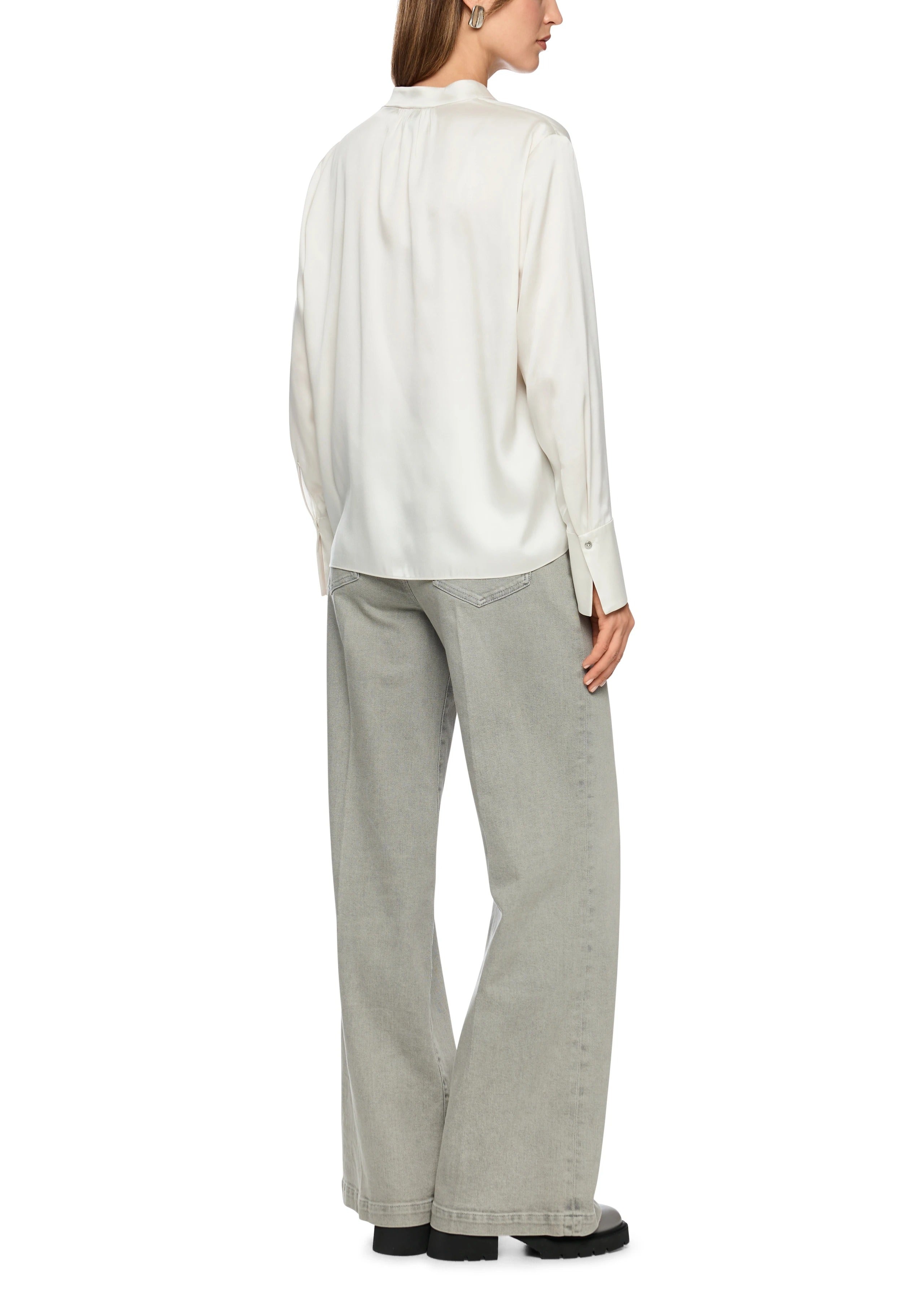 Silk Blouse With Flounce Smoke