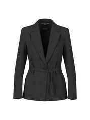 Modern Flannel Blazer With Tie Grey