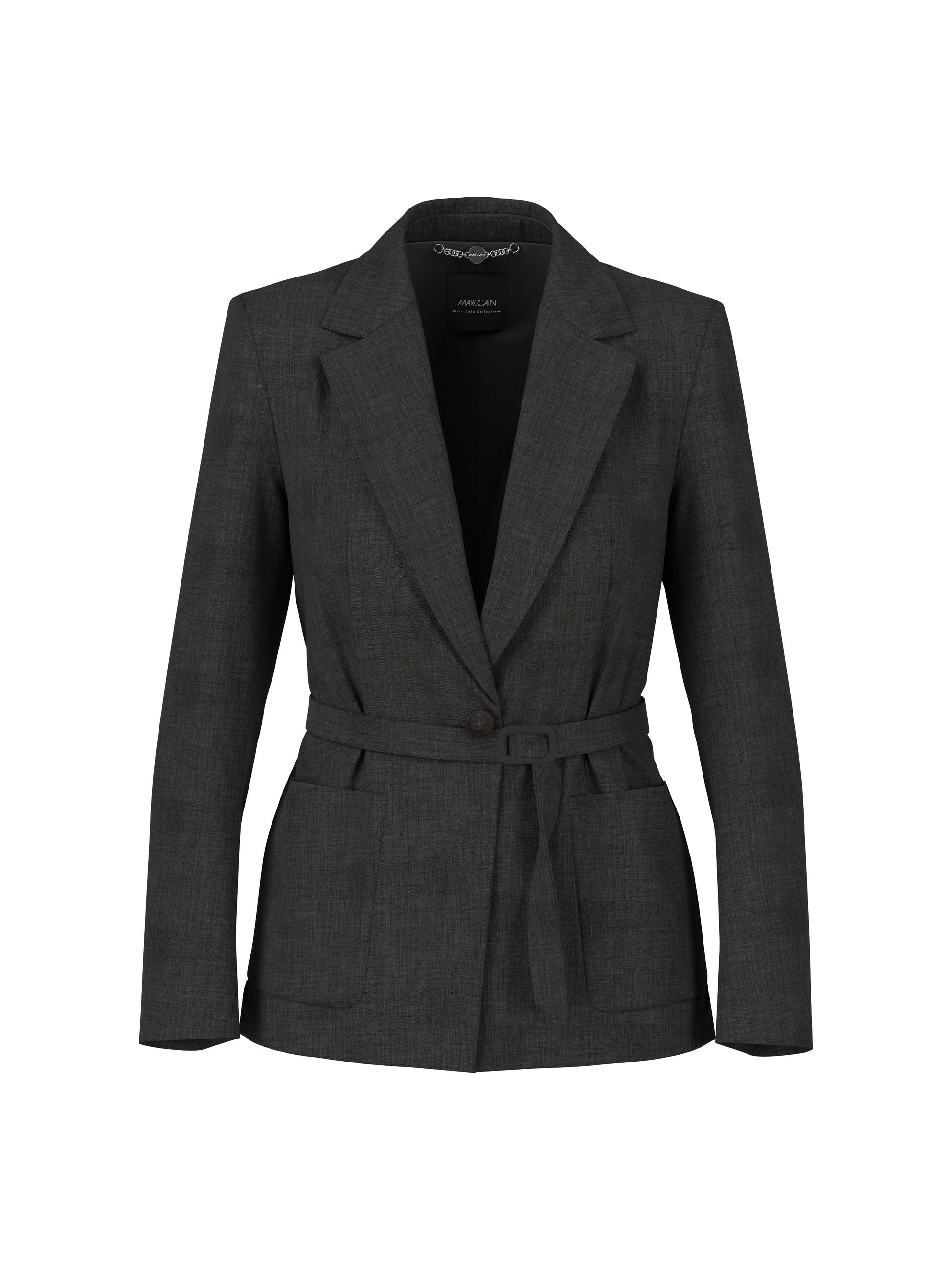 Modern Flannel Blazer With Tie Grey