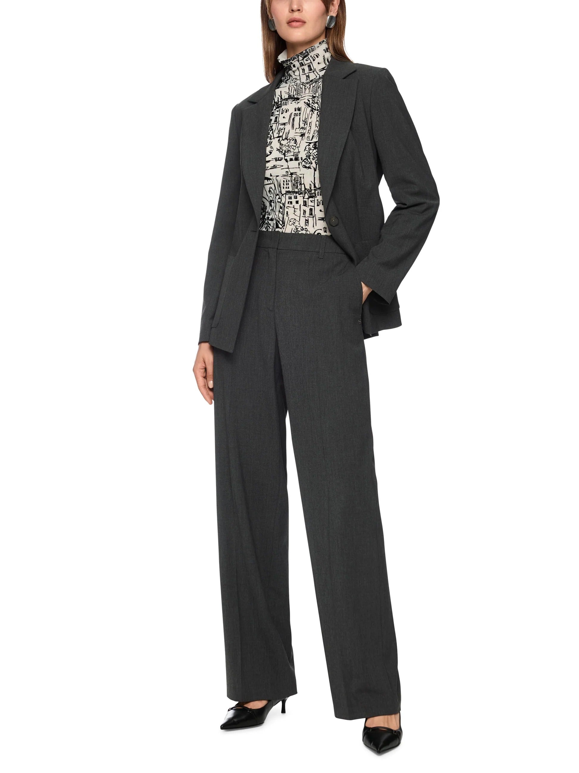 Modern Flannel Blazer With Tie Grey