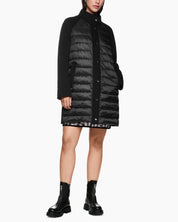 Quilted Wool Blend Coat Black