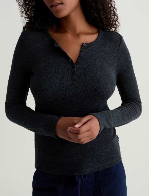 Jessa Long-Sleeve Tee Charcoal